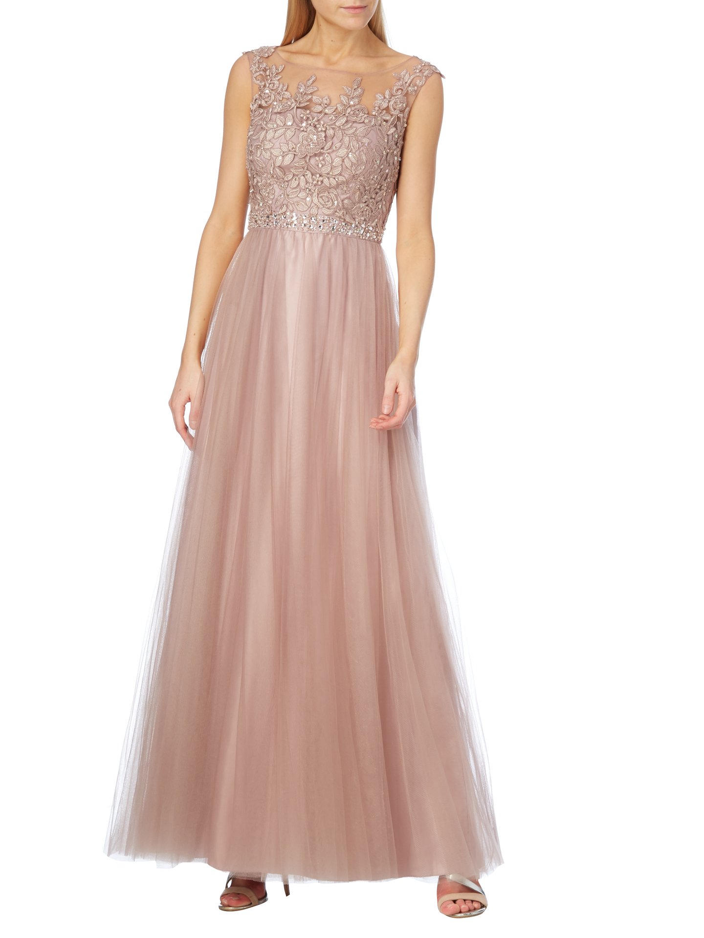 Luxuar Abendkleid Aus Mesh Mauve Online Kaufen