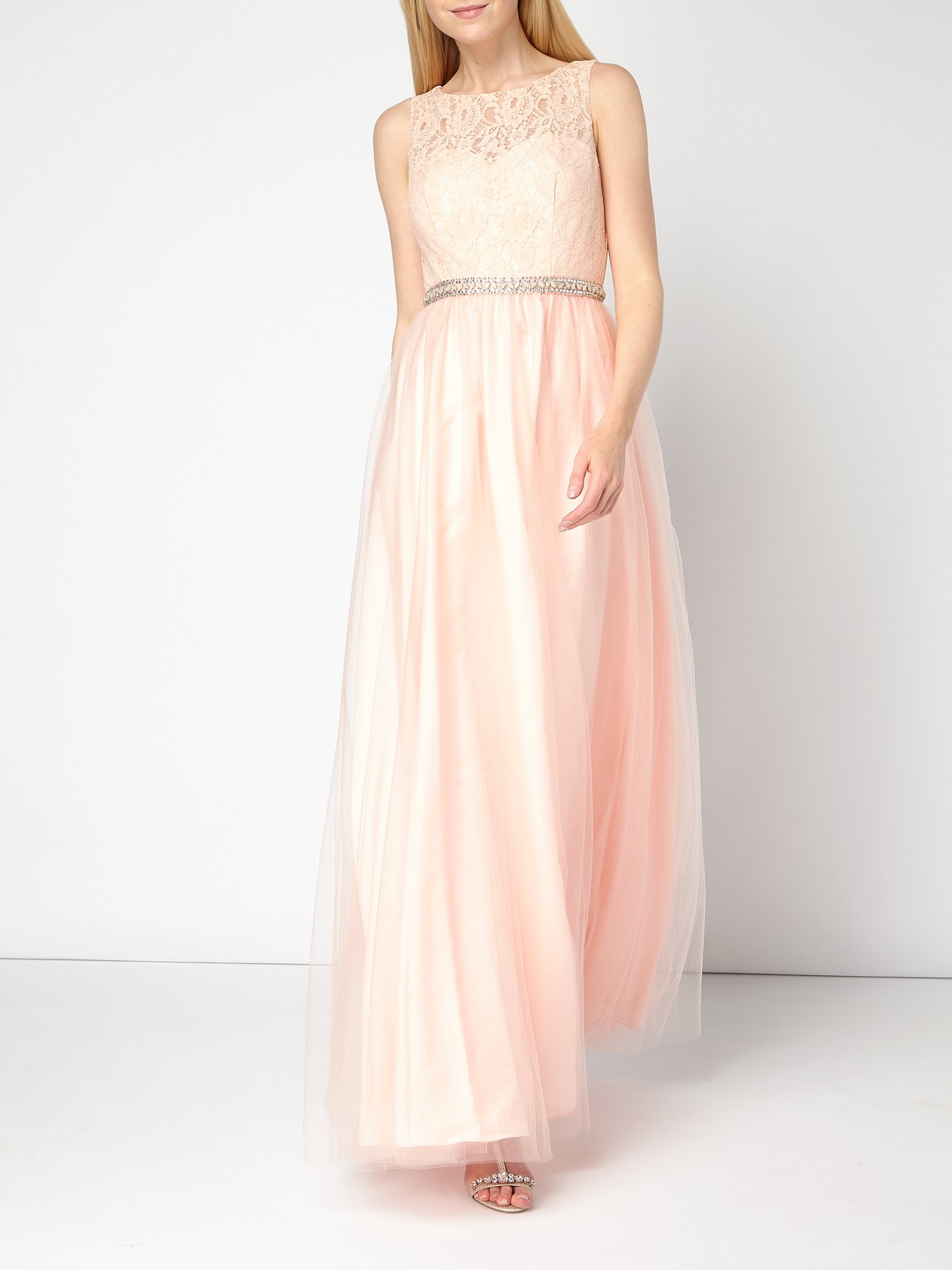 Luxuar Abendkleid Mit Oberteil Aus Floraler Spitze Apricot Online Kaufen