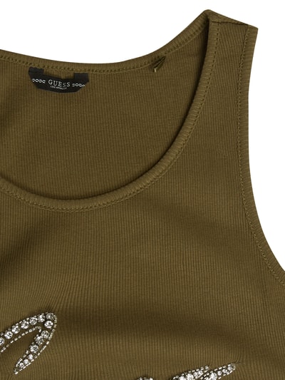 Guess Tanktop Mit Logo Aus Ziersteinen Modell Babe Oliv Online Kaufen