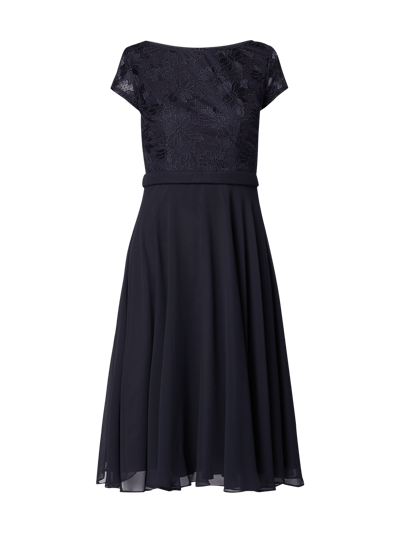 Vera Mont Cocktailkleid Aus Chiffon Und Mesh Dunkelblau Online Kaufen