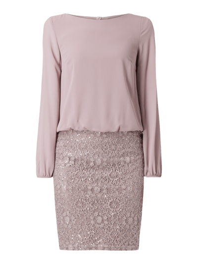 Marie Noir Cocktailkleid Aus Chiffon Mit Floraler Spitze Taupe Online