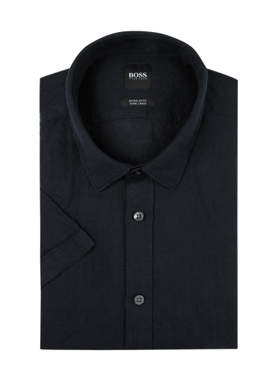 Kup Online Boss Koszula Lniana O Kroju Slim Fit Granatowy