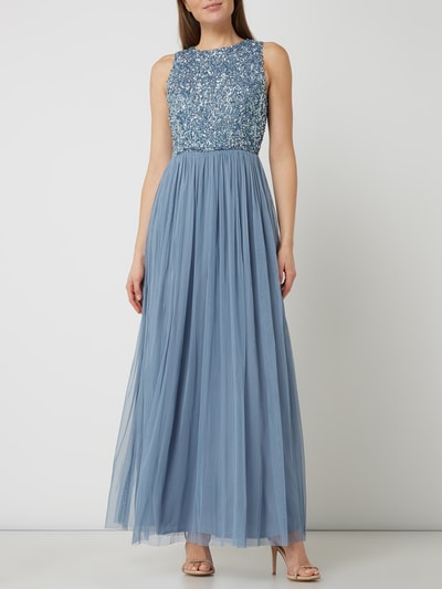 Lace Beads Abendkleid Aus Mesh Mit Pailletten Bleu Online Kaufen