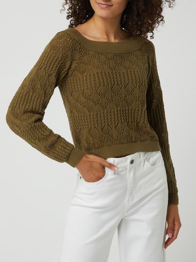 Only Pullover Mit Lochmuster Modell Vilda Olivgr N Meliert Online