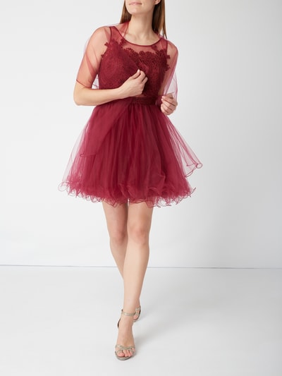 Niente Cocktailkleid Mit Floralen Stickereien Bordeaux Rot Online Kaufen