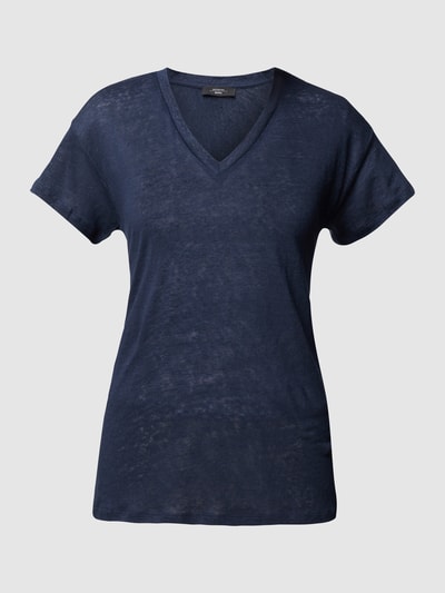 Weekend Max Mara T Shirt Aus Leinen Mit V Ausschnitt Marine Online Kaufen