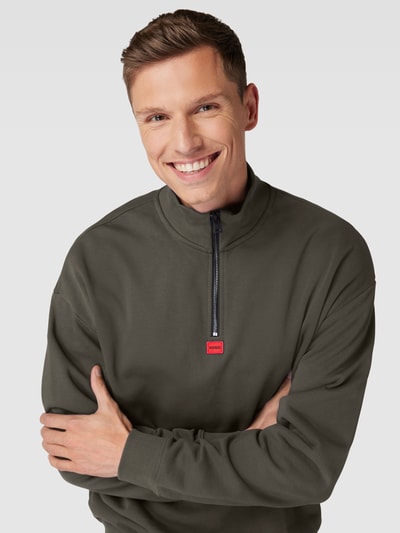 HUGO Sweatshirt Mit Troyer Kragen Modell Durty Dunkelgrau Online Kaufen