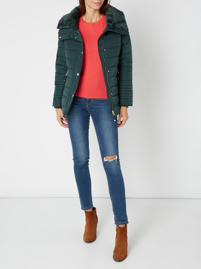 Esprit Collection Steppjacke Mit Abnehmbarem Webpelz Dunkelgruen