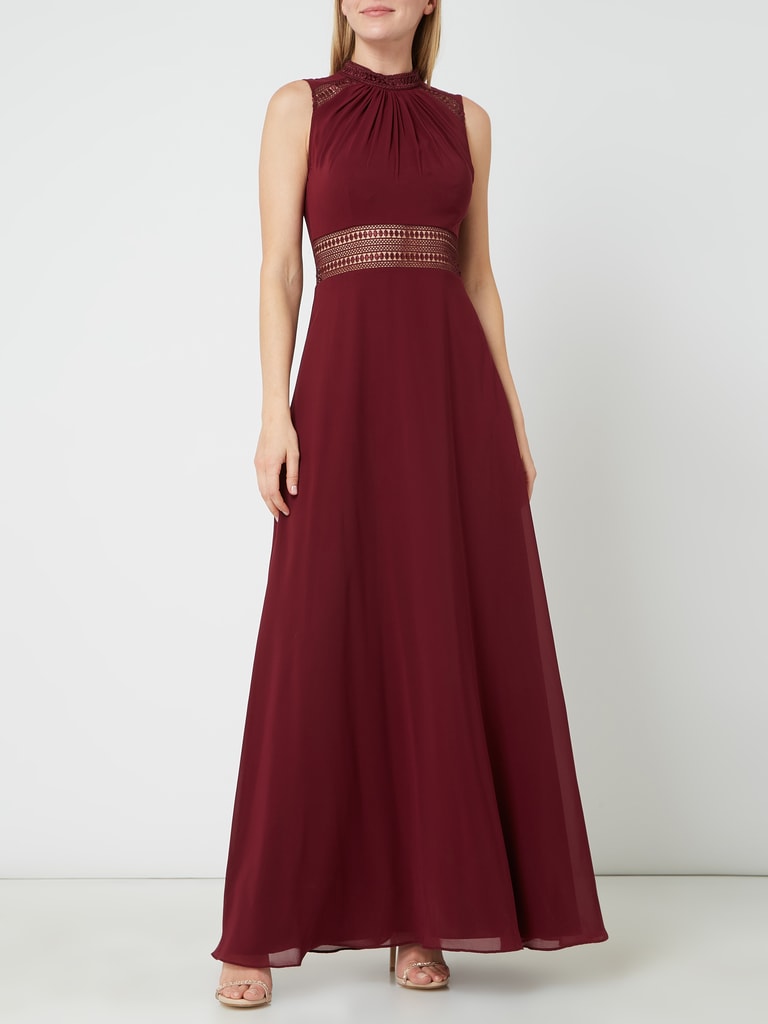 V M Abendkleid Mit Zierborten Kirschrot Online Kaufen