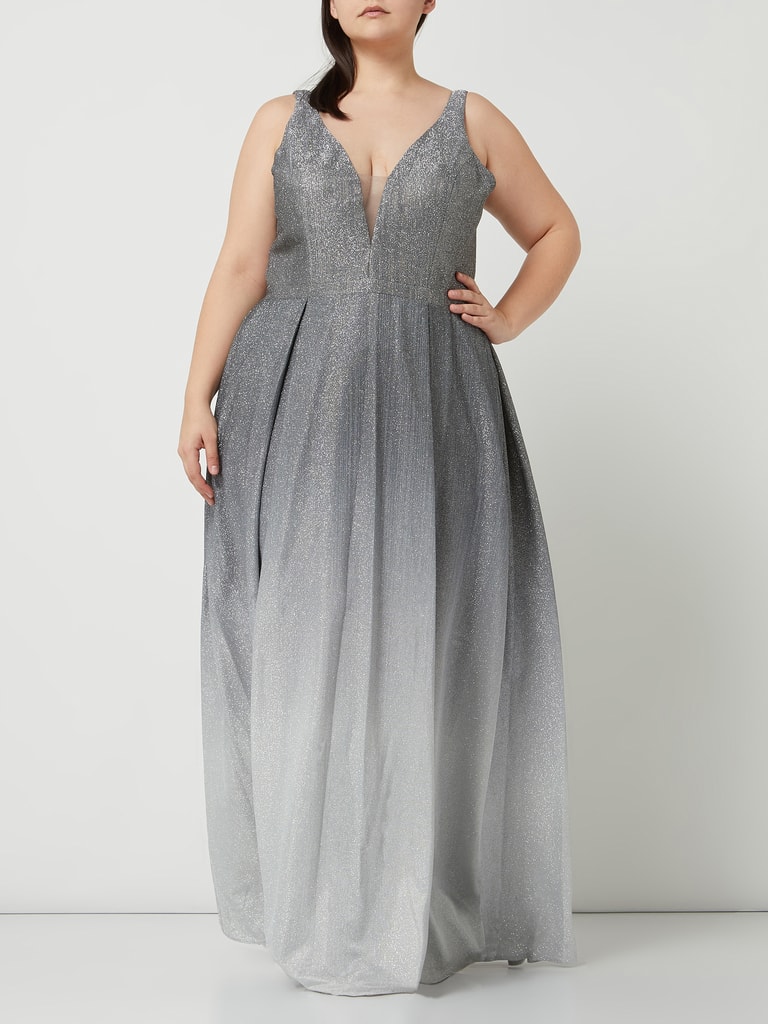 My Mascara Curves Plus Size Abendkleid Mit Glitter Effekt Silber