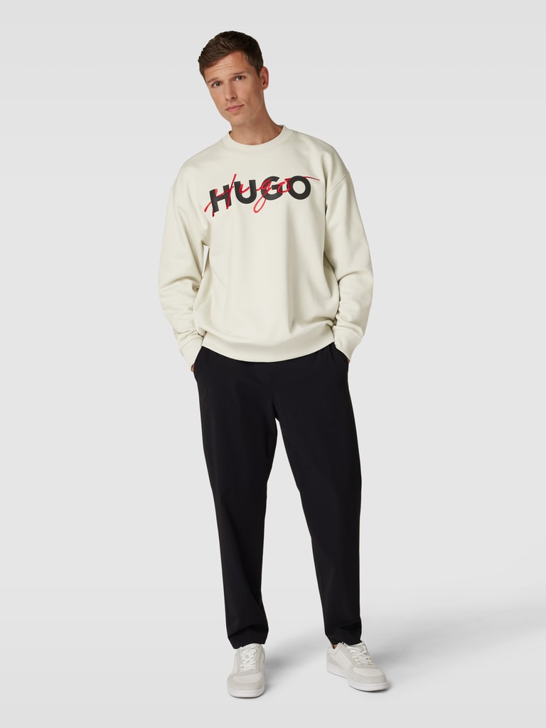 Hugo Sweatshirt Mit Label Stitching Modell Droyko Offwhite Online