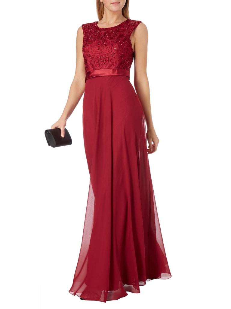 Niente Abendkleid Mit Floralen Zierborten Bordeaux Rot Online Kaufen