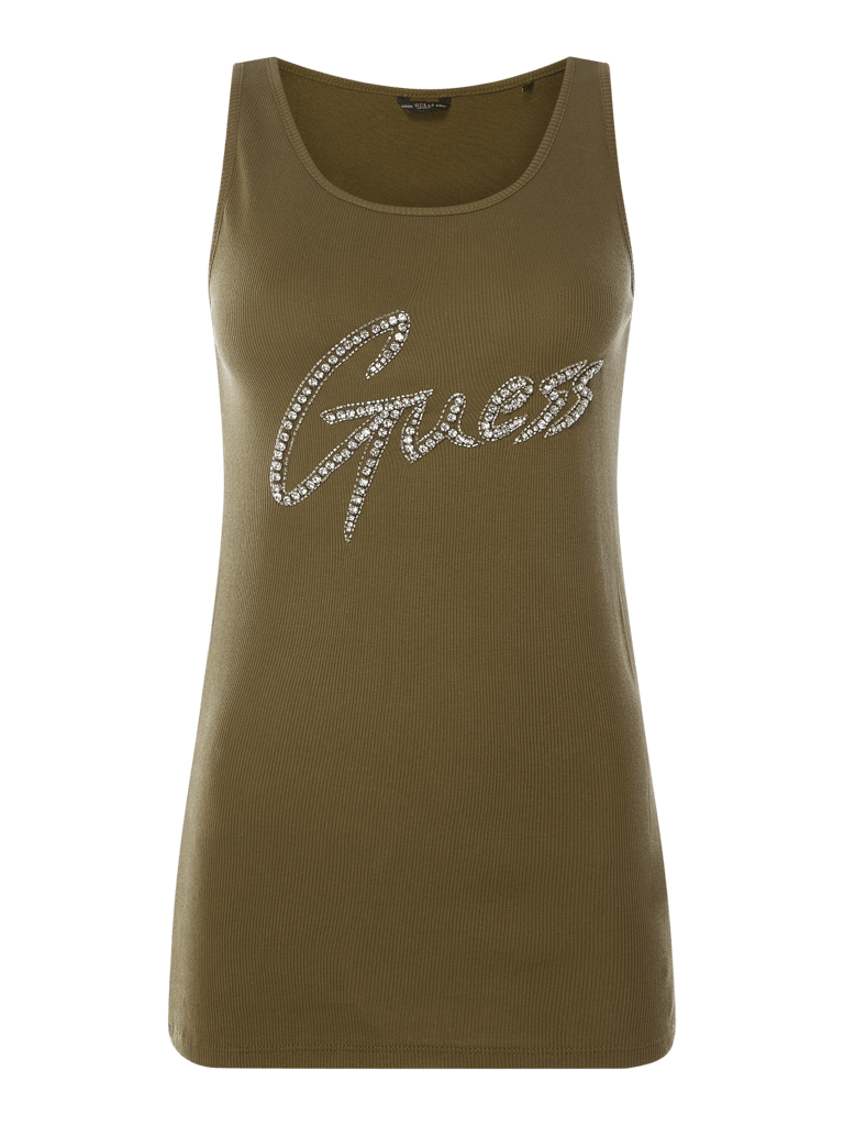 Guess Tanktop Mit Logo Aus Ziersteinen Modell Babe Oliv Online Kaufen