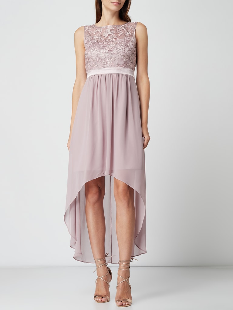 Jake S Cocktail Vokuhila Cocktailkleid Mit Floralen Stickereien Mauve