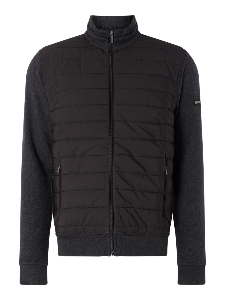 Bugatti Sweatjacke Mit Kontrastvorderseite Anthrazit Meliert Online