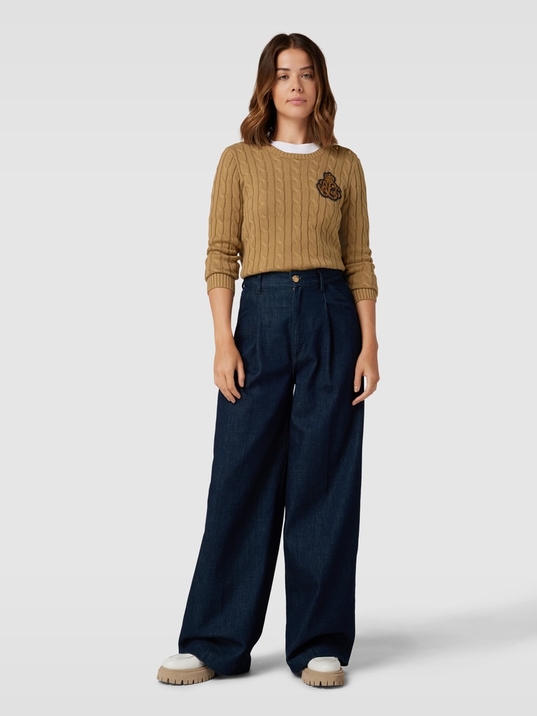 Kup online Lauren Ralph Lauren Sweter z dzianiny z wełny z naszywką z