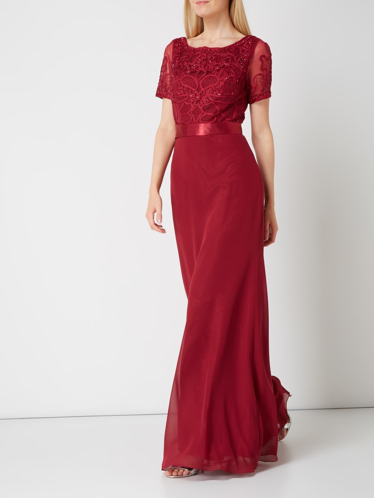 Niente Abendkleid Aus Chiffon Mit Zierborten Bordeaux Online Kaufen