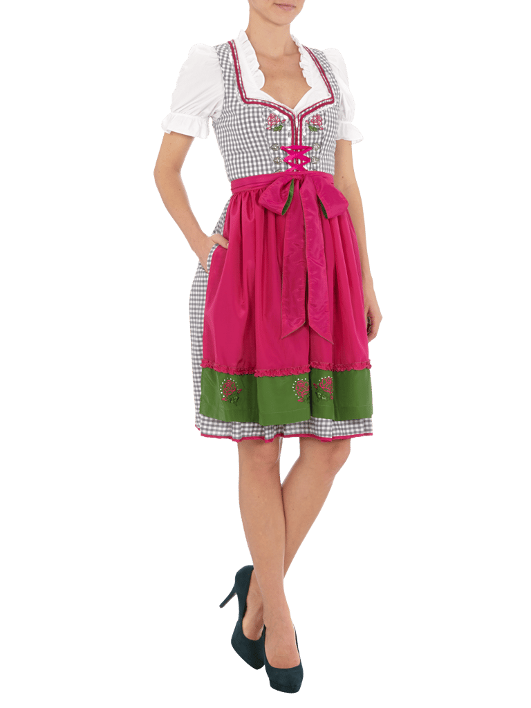 Hammerschmid Dirndl mit Vichy Karo und Schürze mittelgrau online kaufen