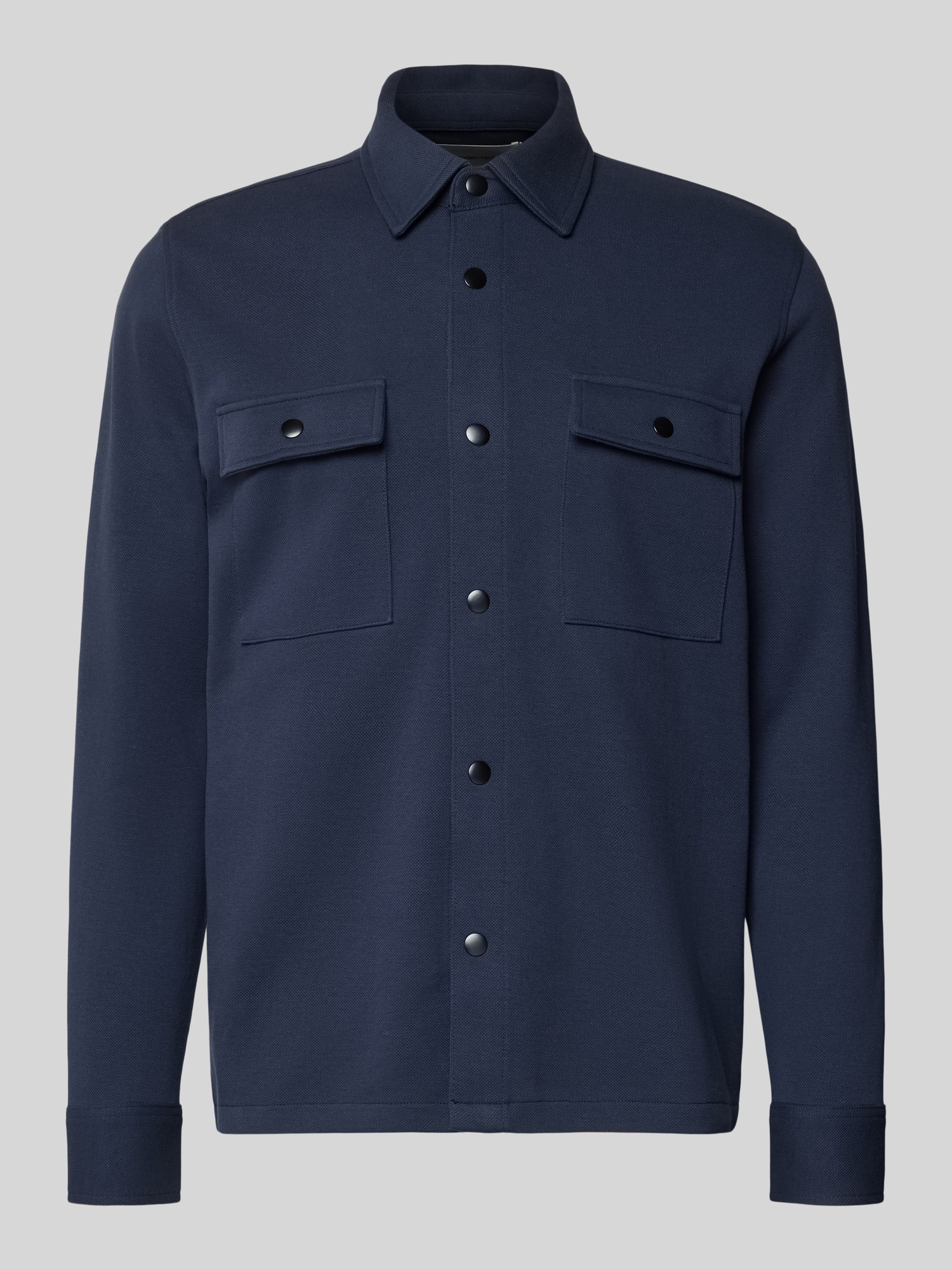 Selected Herren Hemdjacke in Marine Größe S aus Baumwollmischgewebe für den Übergang - Bild 6