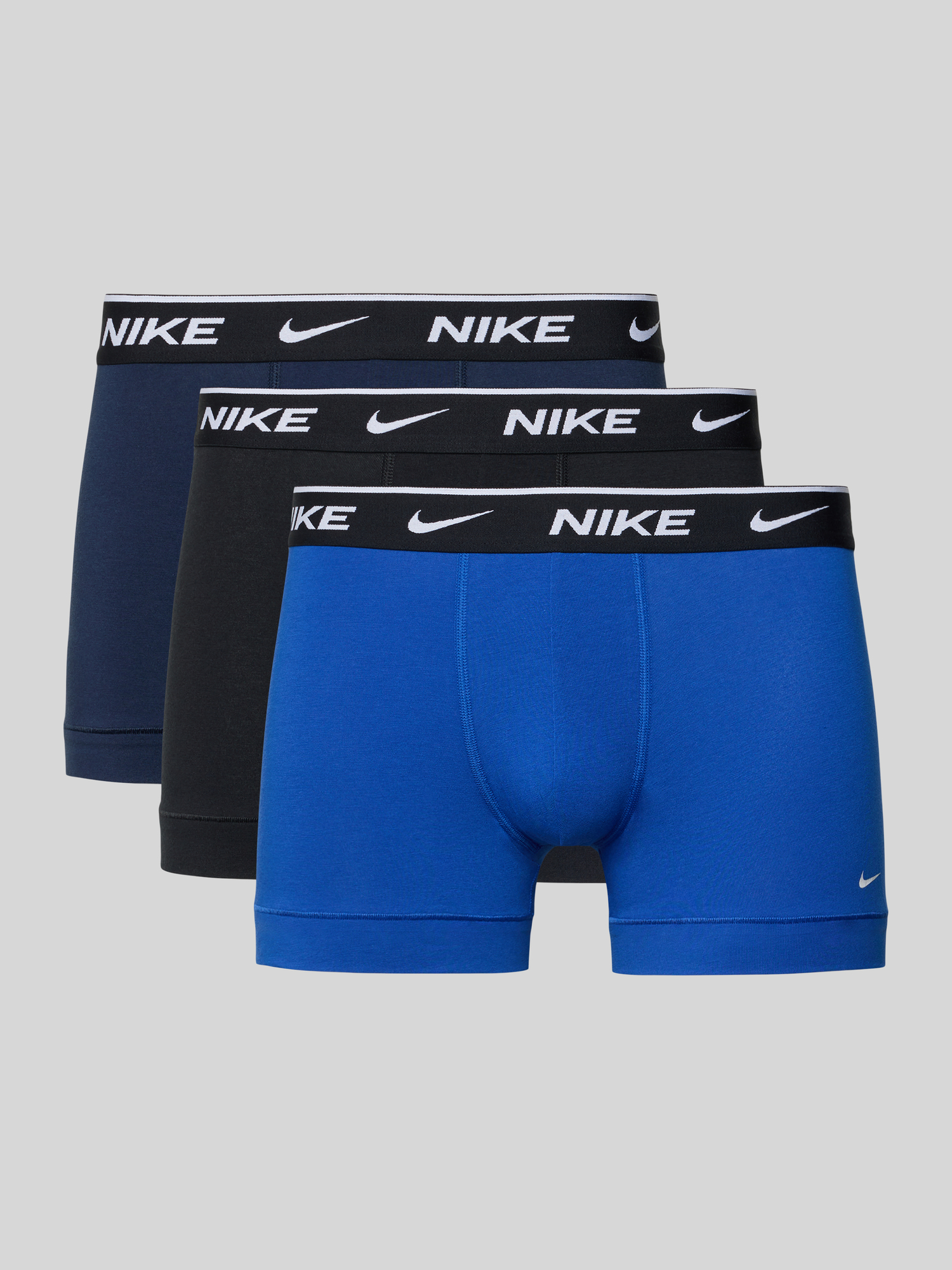 Nike Herren Bunt – Essential Cotton Stretch – 3Er-Pack Unterhosen Aus Baumwoll-Stretch Mit Bund In Schwarz/Marineblau/Blau - Bild 5