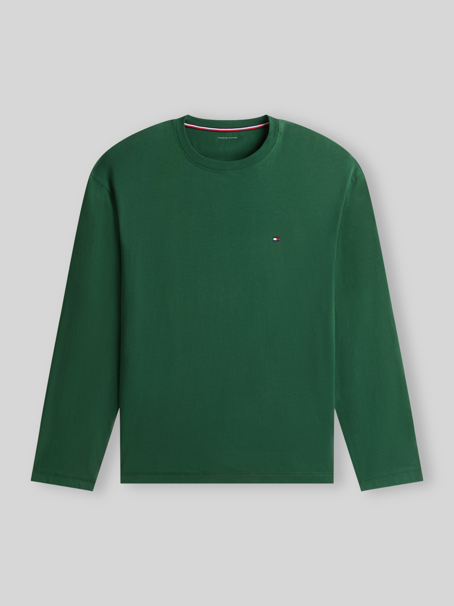 Tommy Hilfiger Herren Pyjama-Set aus Baumwolle in Grün Gr. S mit Langarm-Oberteil und Flanellhose