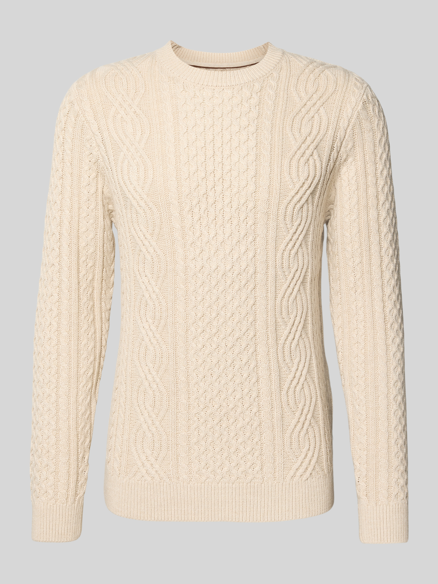 Jack & Jones Premium Herren Pullover Rundhals Strick Cotton Blend Offwhite Melange XL
