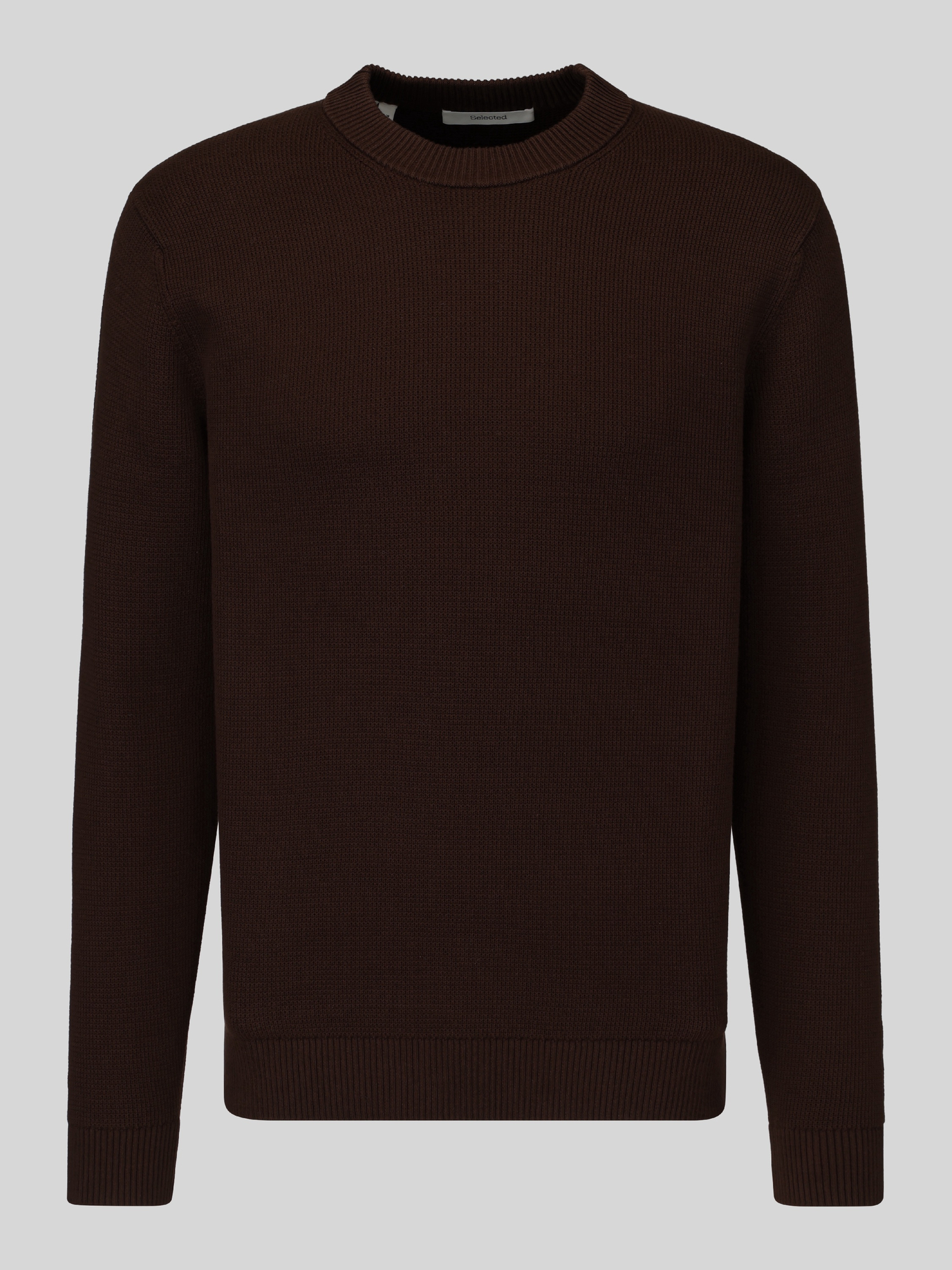 Selected Herren Braun – Strickpullover Aus 100% Baumwolle In Dunkelbraun Mit Rundhalsausschnitt - Bild 3
