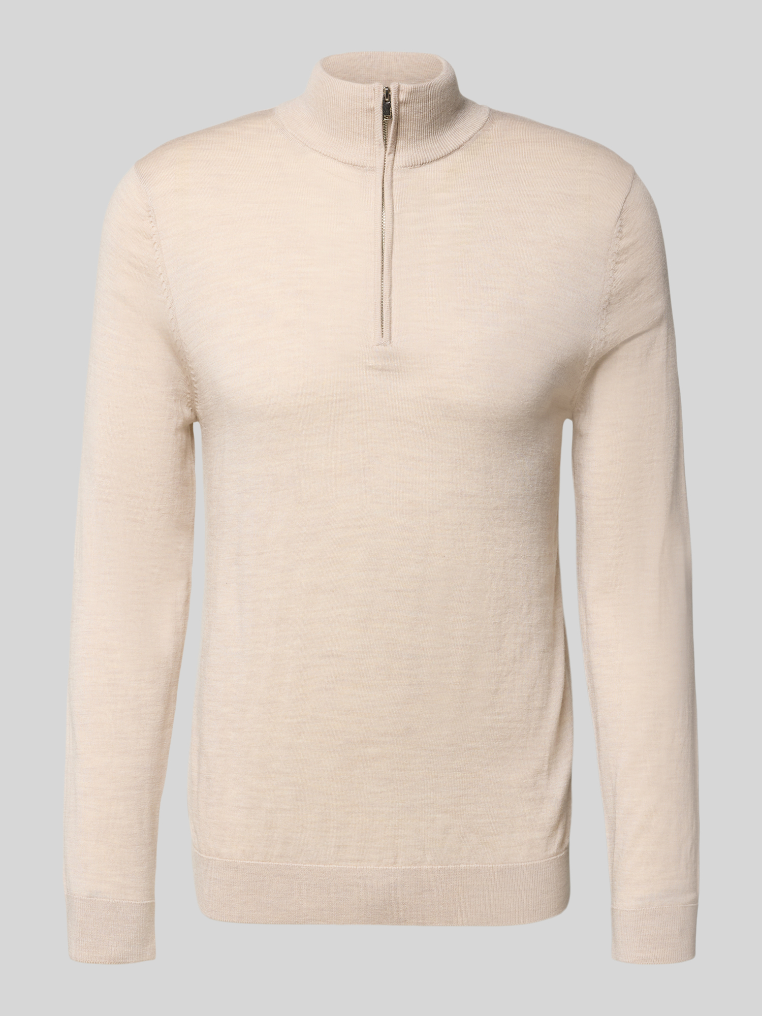 Selected Homme - Herren Pullover - Troyer - Merinowolle - Sand - XXL