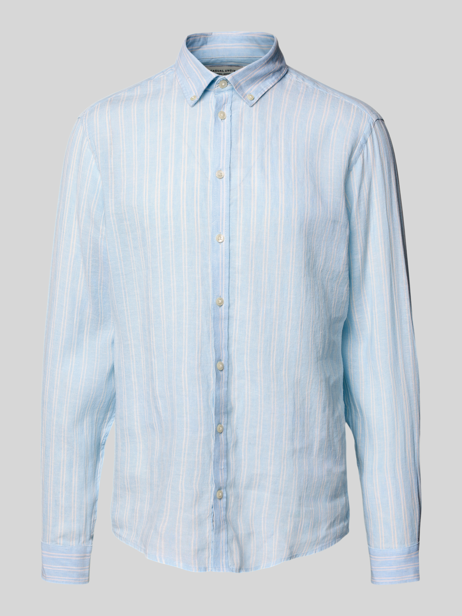 casual friday - Hemd - Leinen/Baumwolle - Hellblau - Gr. M