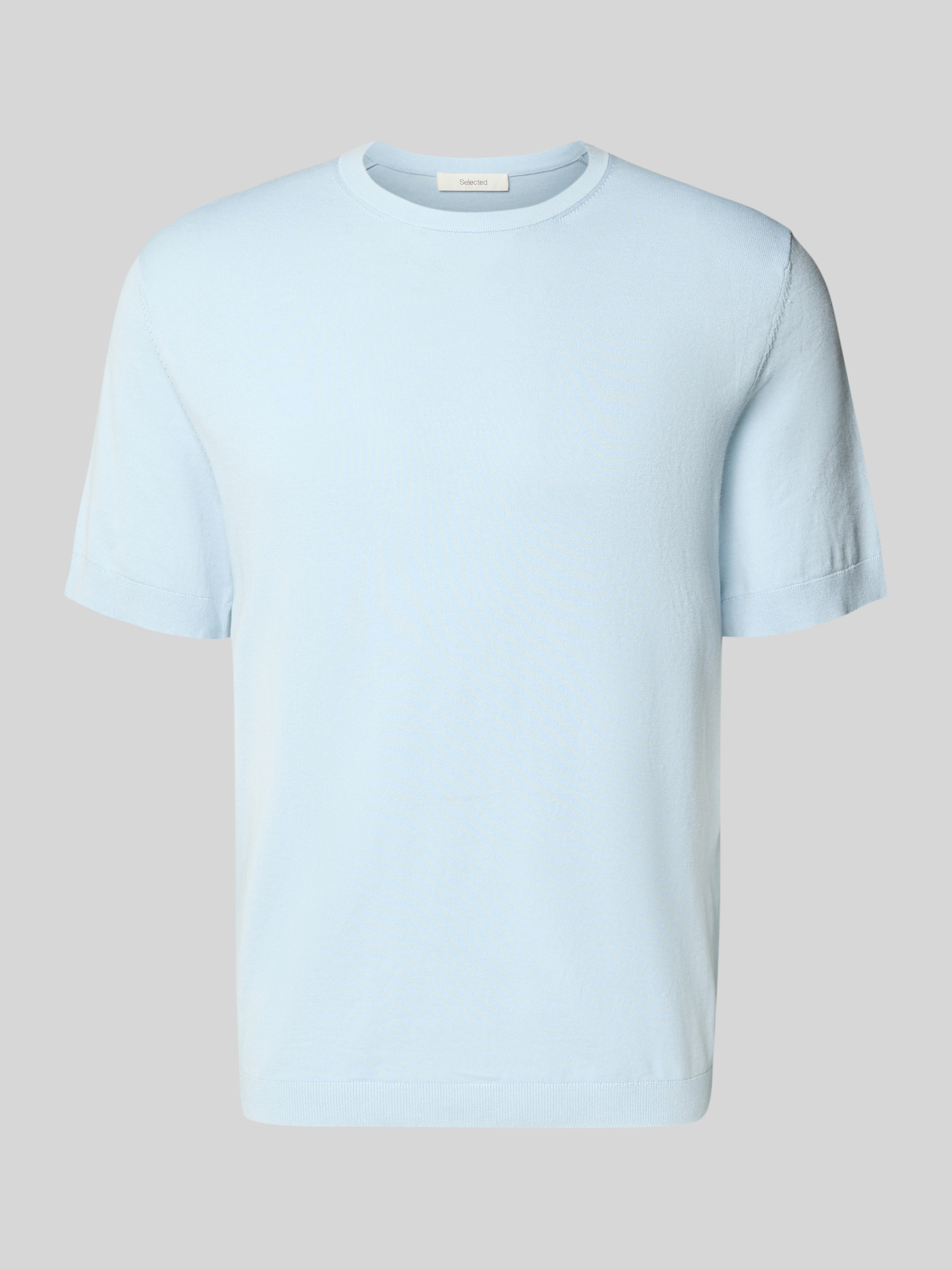 Selected Homme Herren T-Shirt Rundhalsausschnitt L Hellblau Bio-Baumwolle
