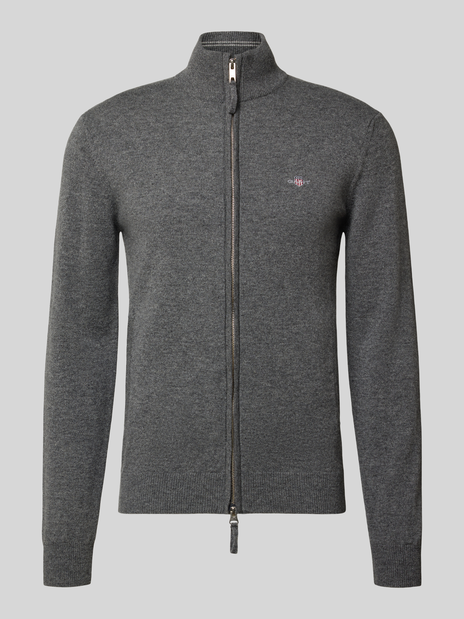 Gant Herren - Strickjacke Aus Lambswool Mit Reißverschluss Charcoal Melange - Gr. - Xl - Bild 6