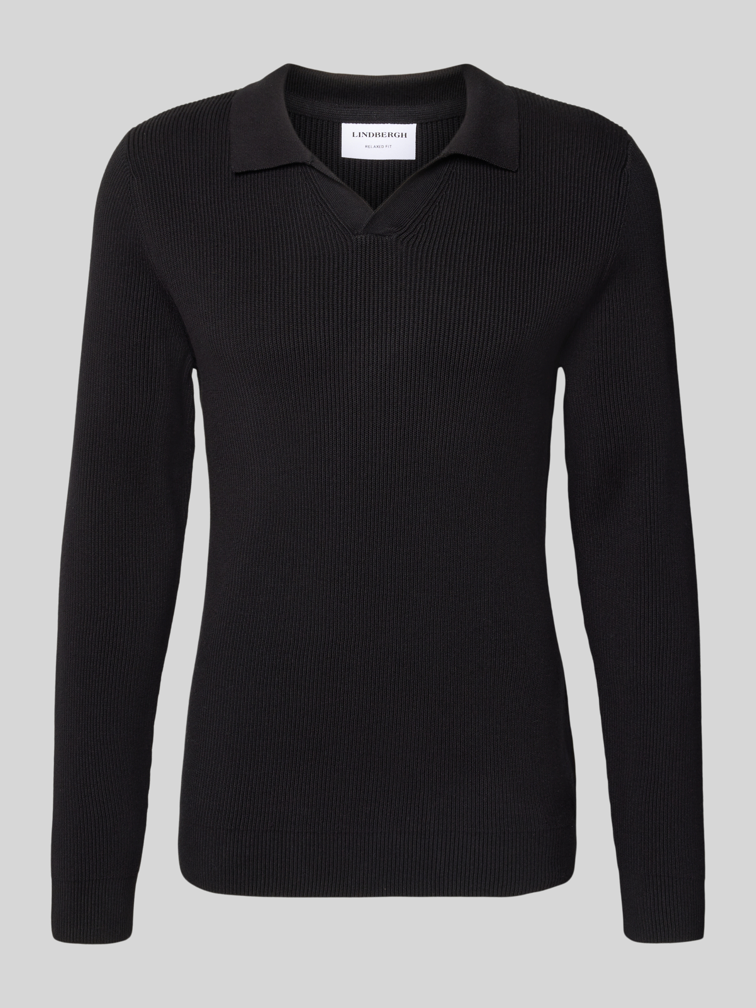 Lindbergh Herren Pullover Relaxed Fit Baumwolle Mix Schwarz XL
