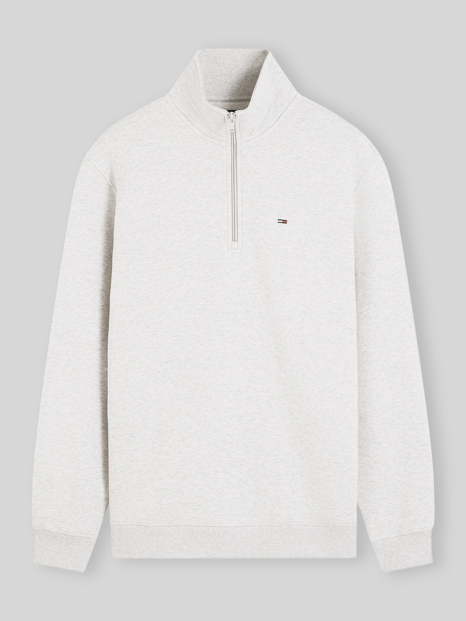 Tommy Jeans - Herren - Sweatshirt - Troyerkragen - Hellgrau Melange - XL