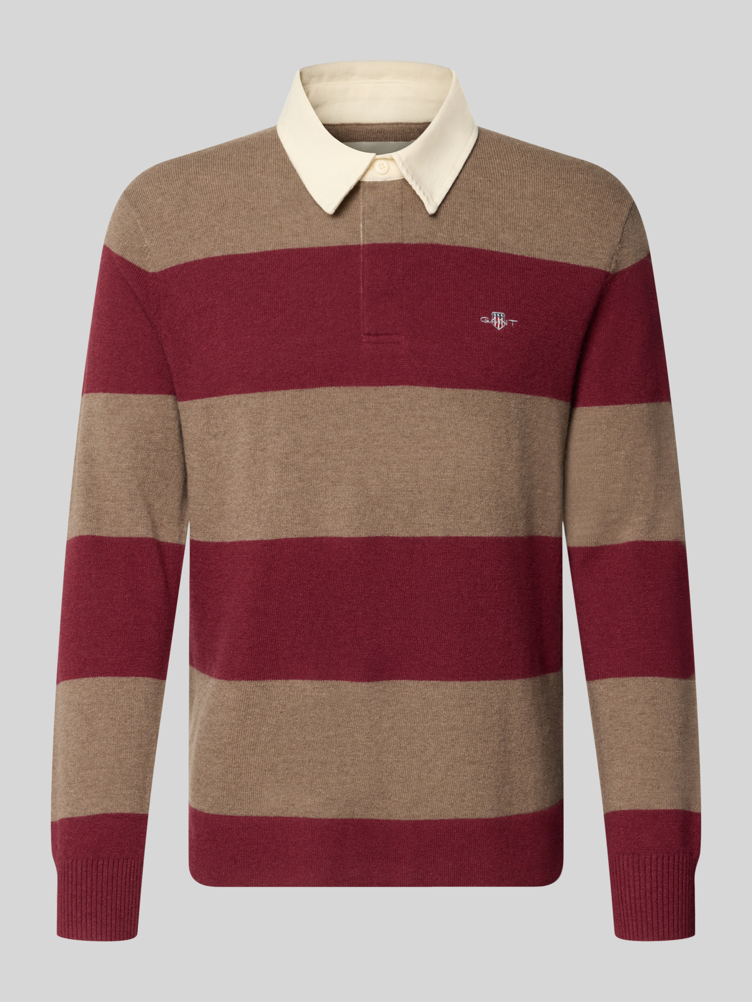 GANT Herren Pullover aus Lammwolle in Bordeaux Größe L mit Polokragen