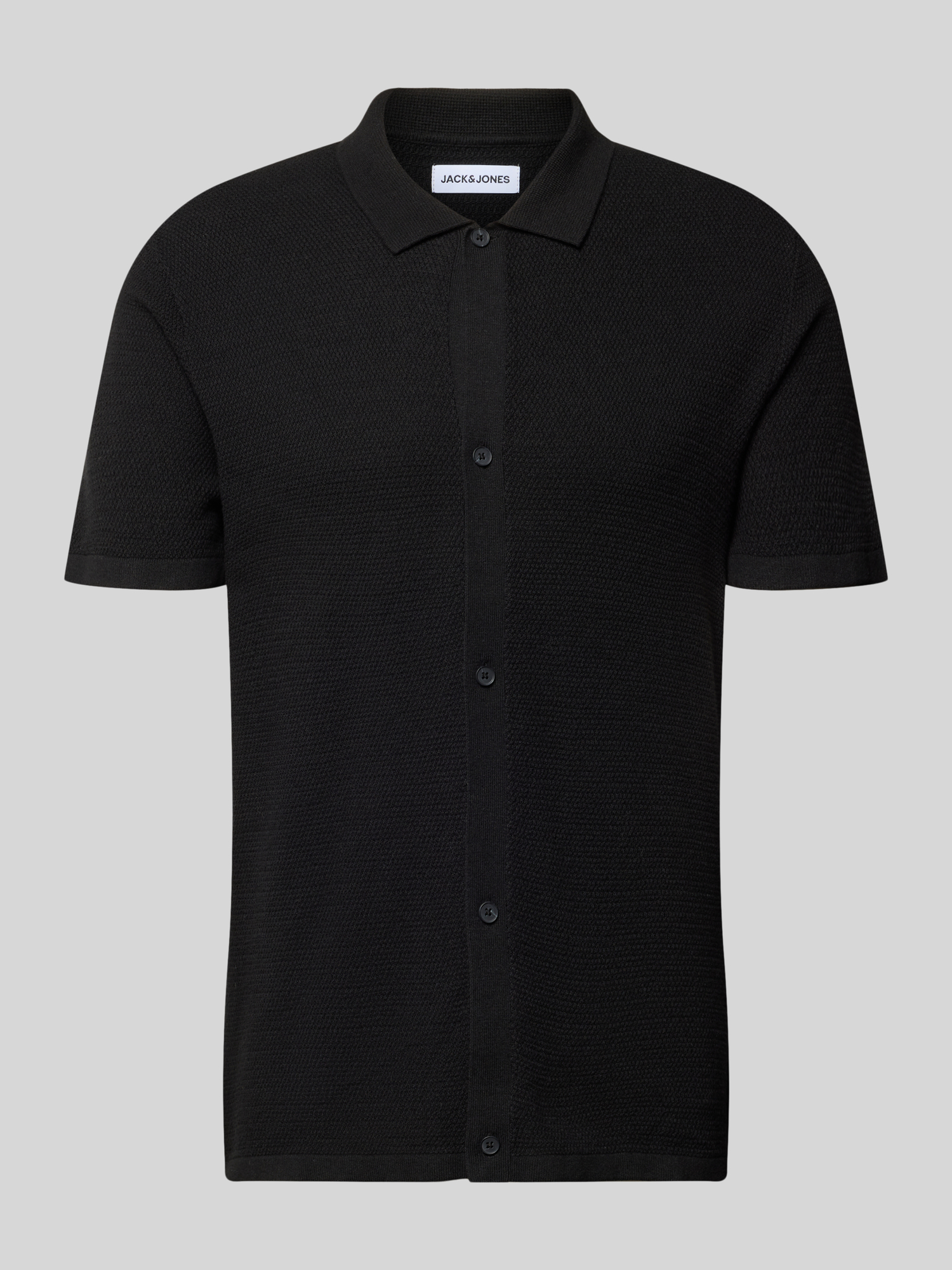Jack & Jones Herren Poloshirt Regular Fit Baumwoll-Mix Schwarz Gr. M