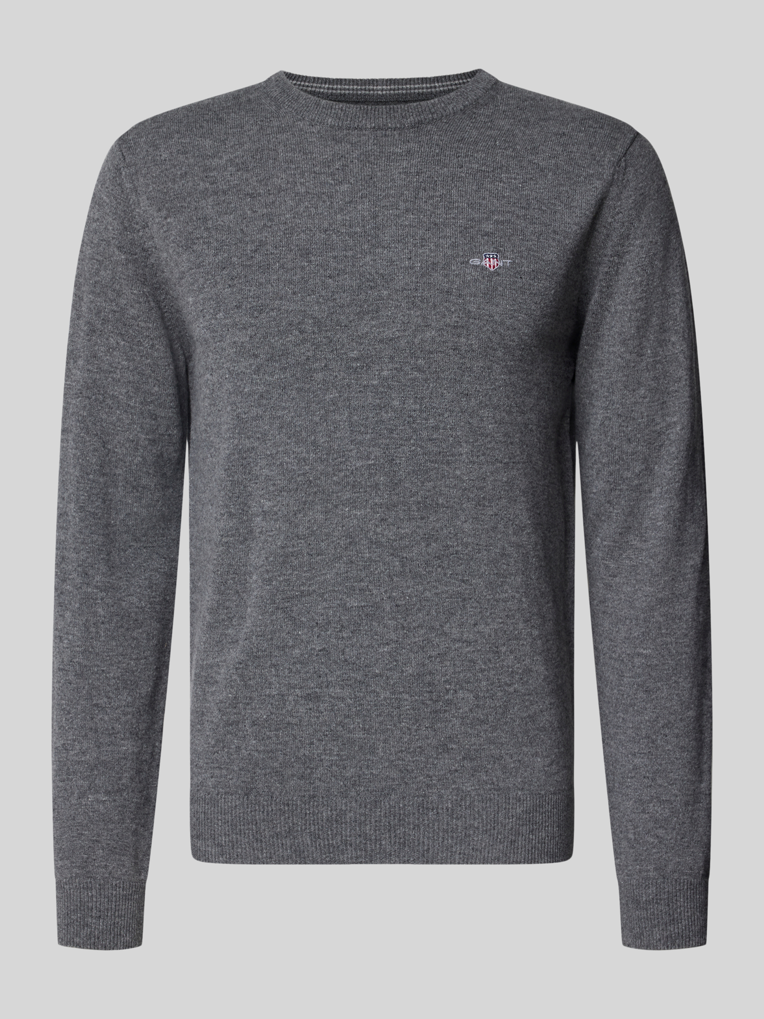 Gant Herren - Rundhalspullover Aus Lambswool Charcoal Melange - Gr. - M - Bild 3