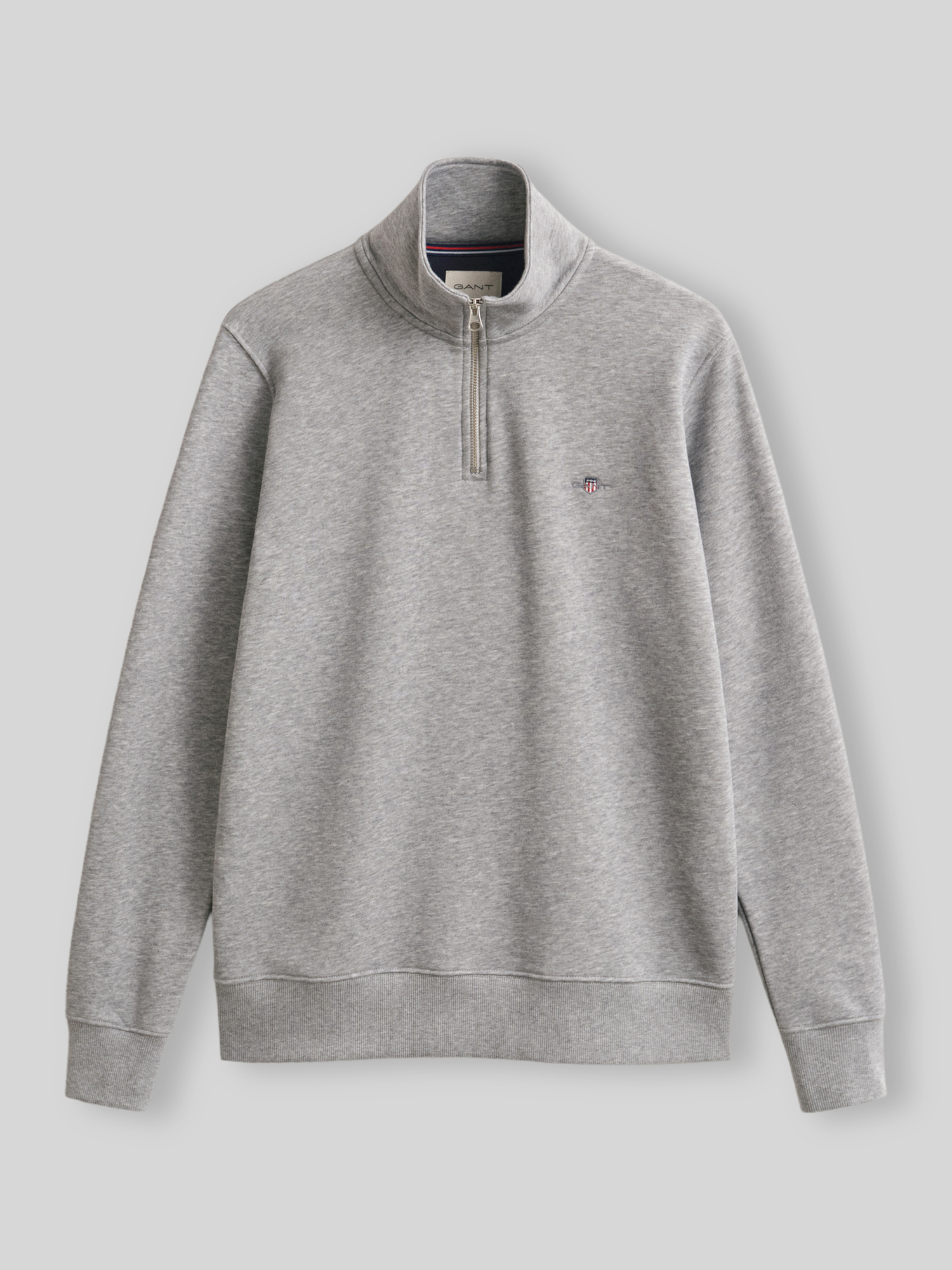 Hemden Gant Herren Grau Shield Regular Fit Sweatshirt Zip Melange - Bild 2