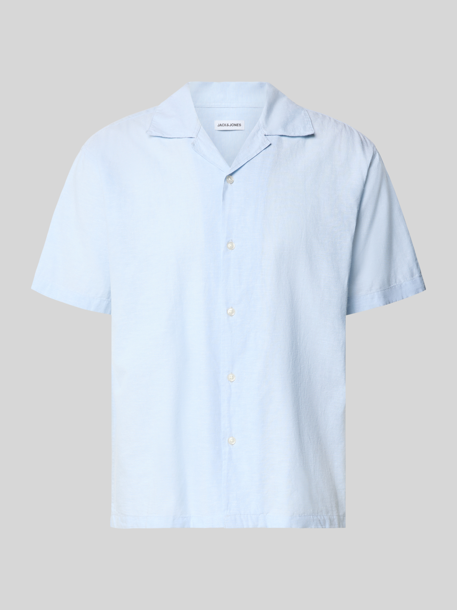 Jack & Jones Herren Hemd Regular Fit Baumwolle Leinen Hellblau Gr. XL