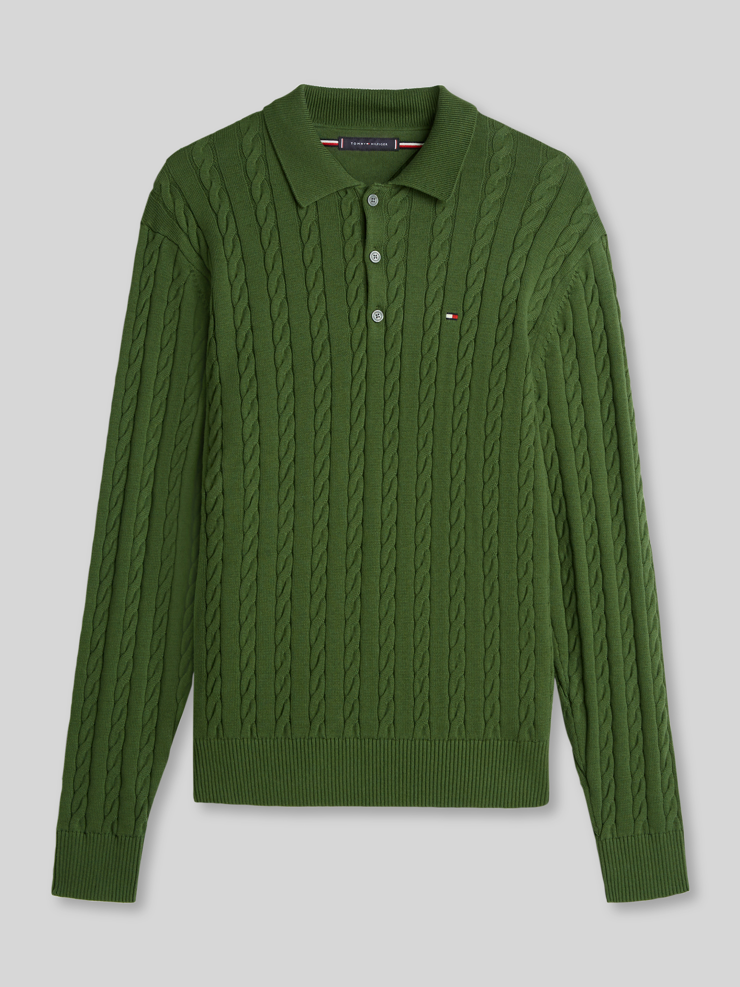 Tommy Hilfiger Herren Pullover - Baumwolle - Khaki - XXL