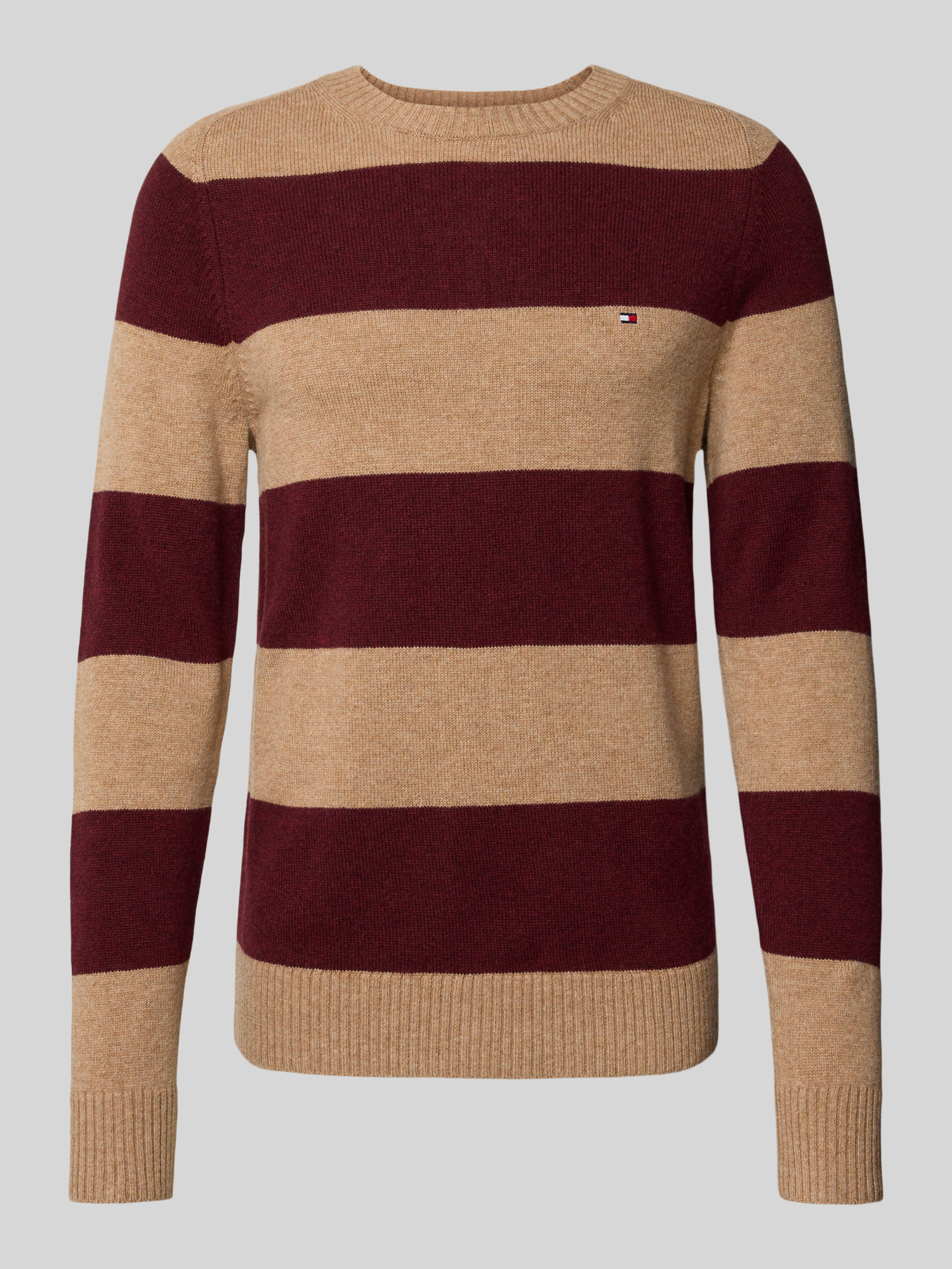 Tommy Hilfiger Pullover Herren L Bordeaux Melange Wolle