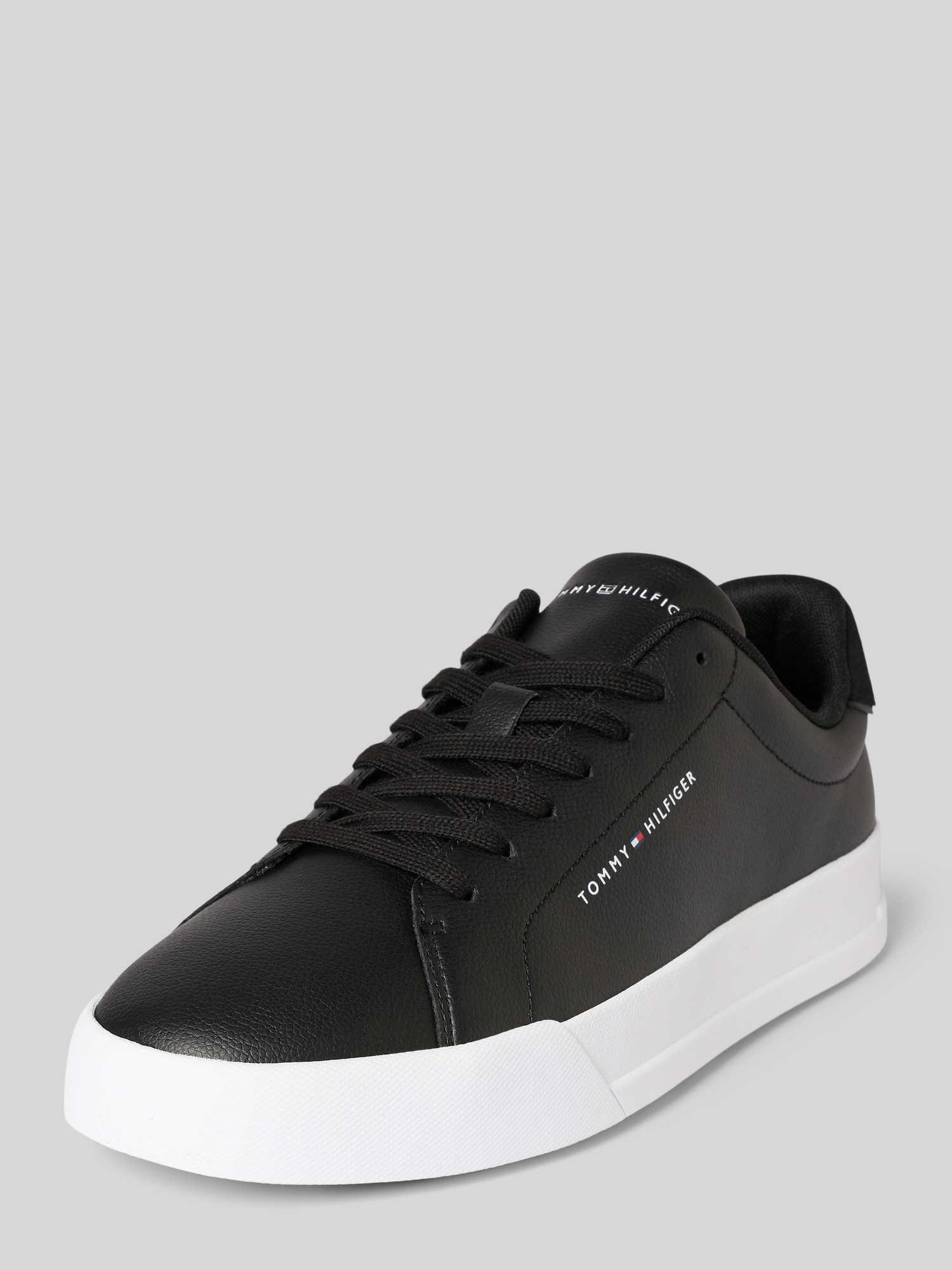 Tommy Hilfiger Herren Sneaker Low - Leder-Mix - Schwarz - Größe 48