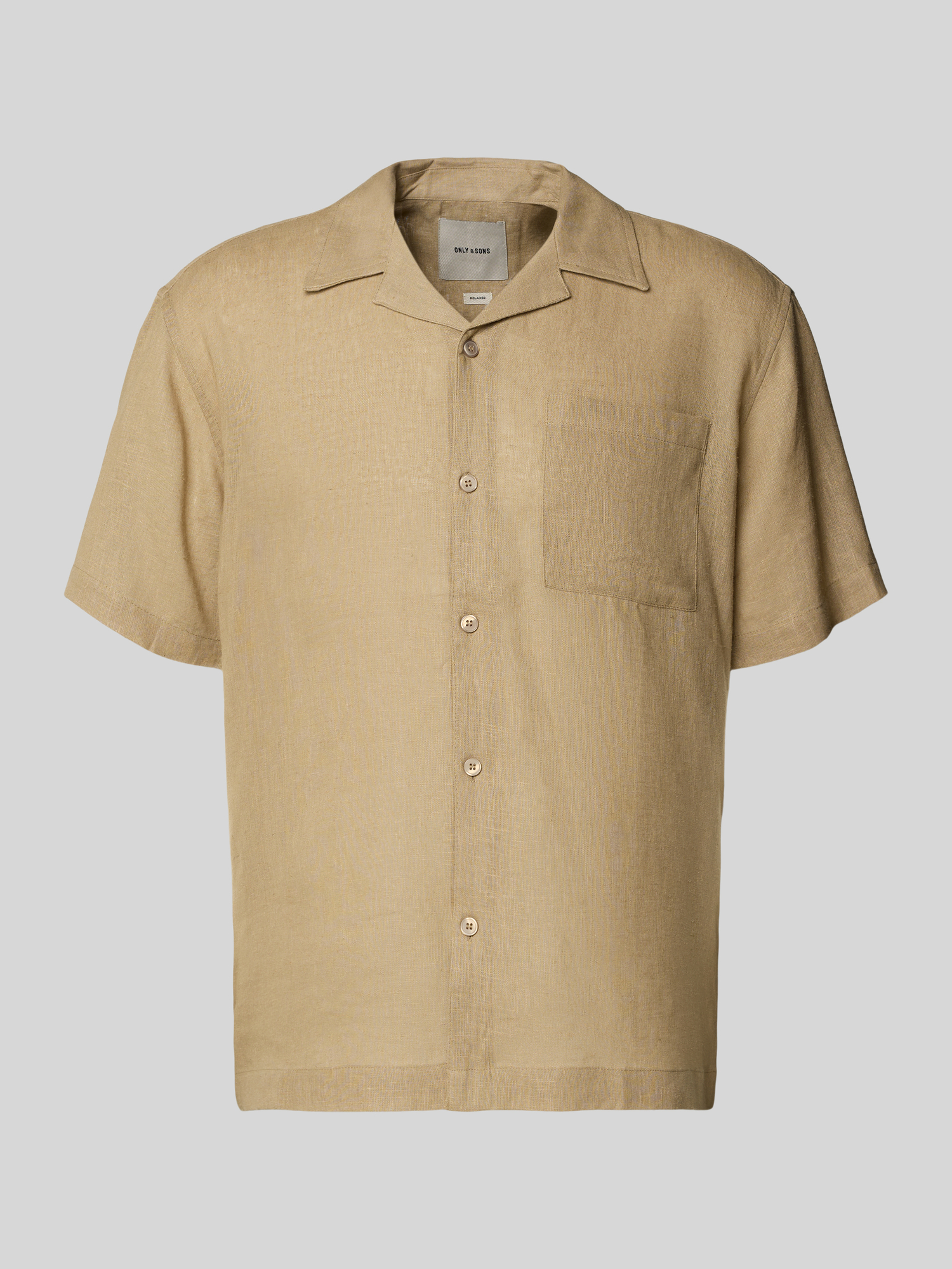 Only & Sons Herren Freizeithemd Leinen-Mix Beige L