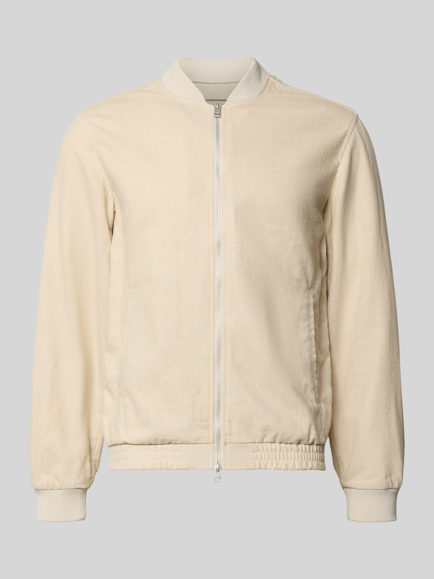 Jack & Jones Premium Herren Bomberjacke Beige Baumwolle Leinen XL