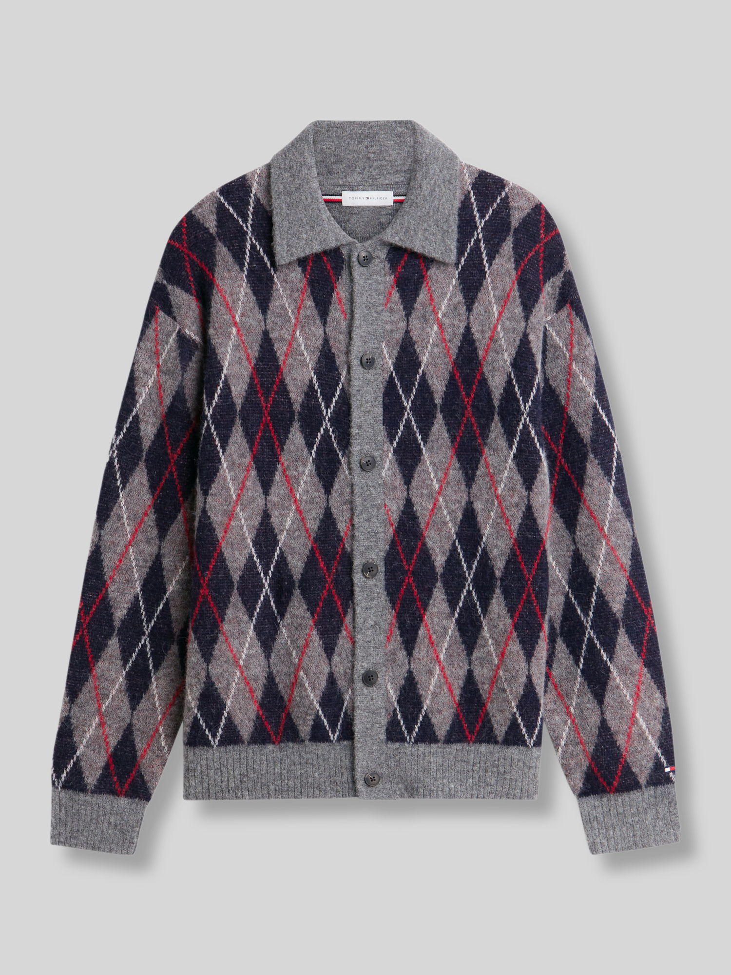 Tommy Hilfiger Herren Strickjacke aus Wolle und Alpaka, Dunkelgrau, Größe XXL