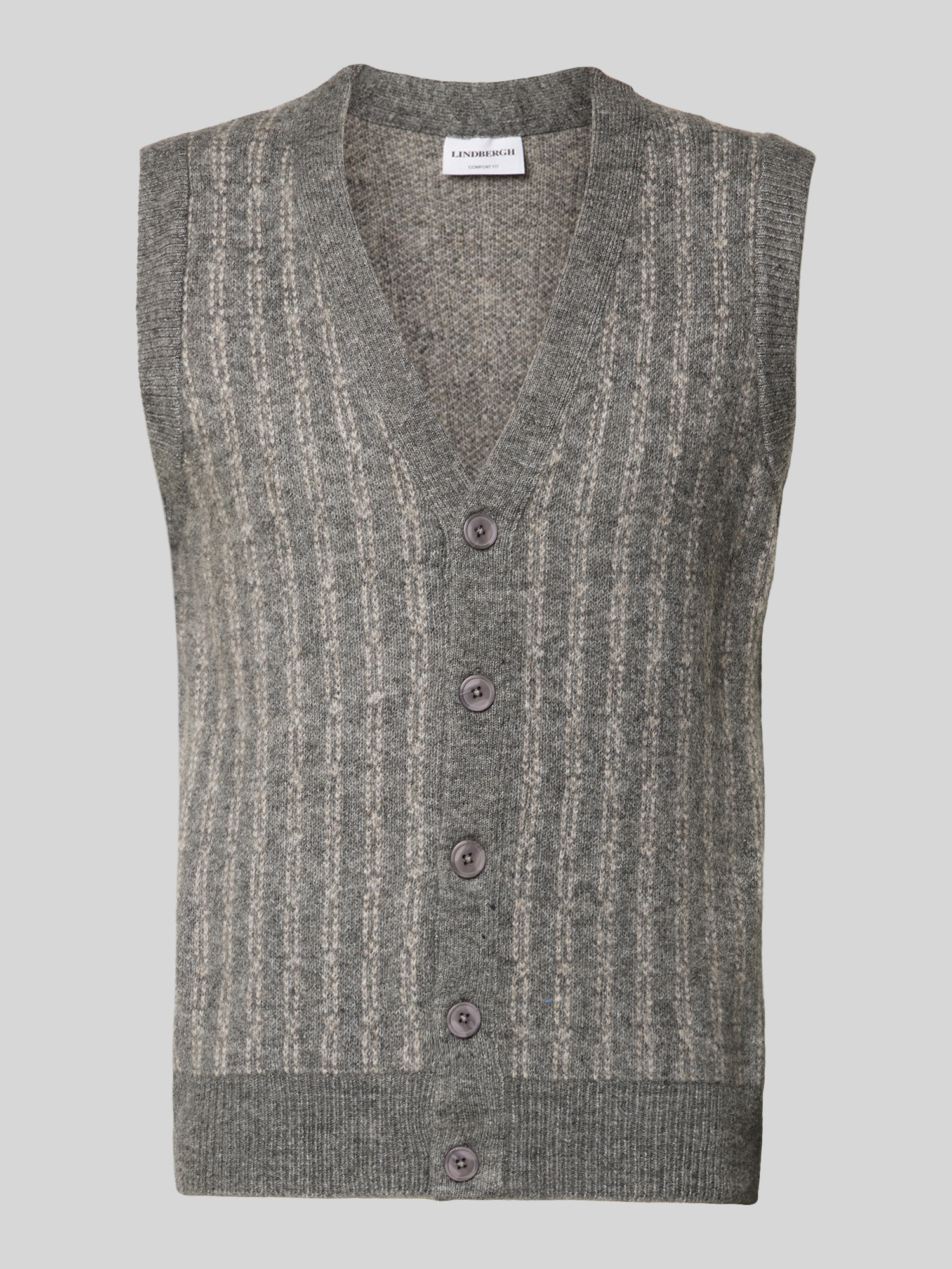 Lindbergh Herren Hellgrau Melange Strickjacken & Cardigans, Grau, Gr. L