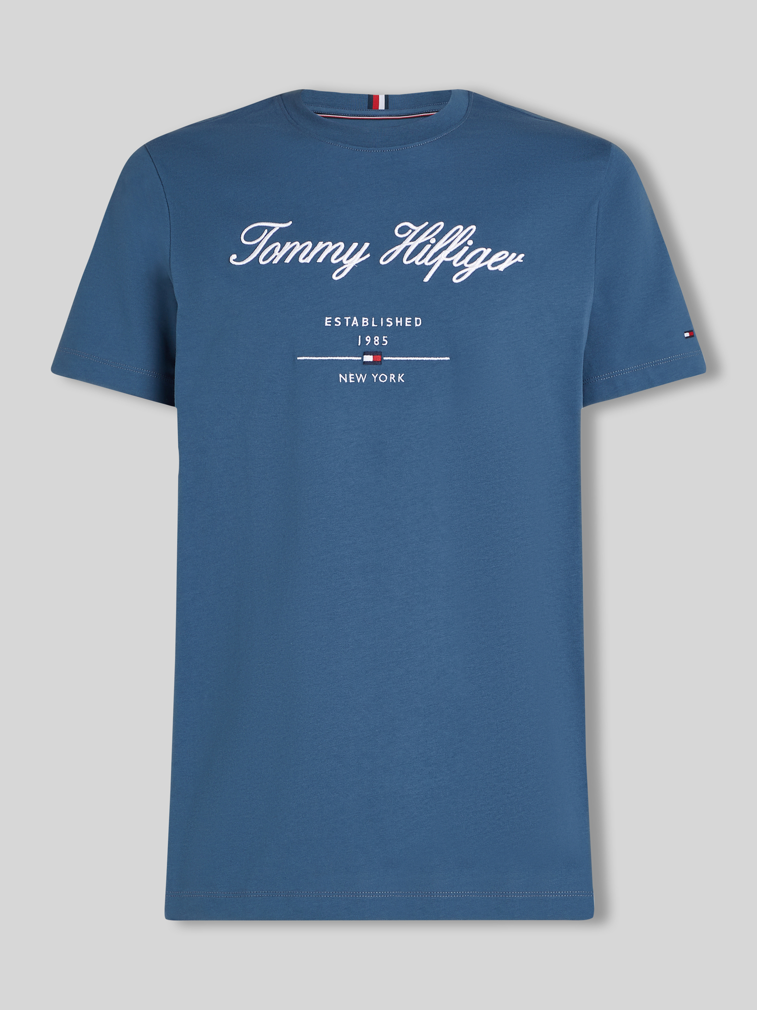 Tommy Hilfiger Herren Blau – T-Shirt In Mit Logo-Schriftzug - Bild 4
