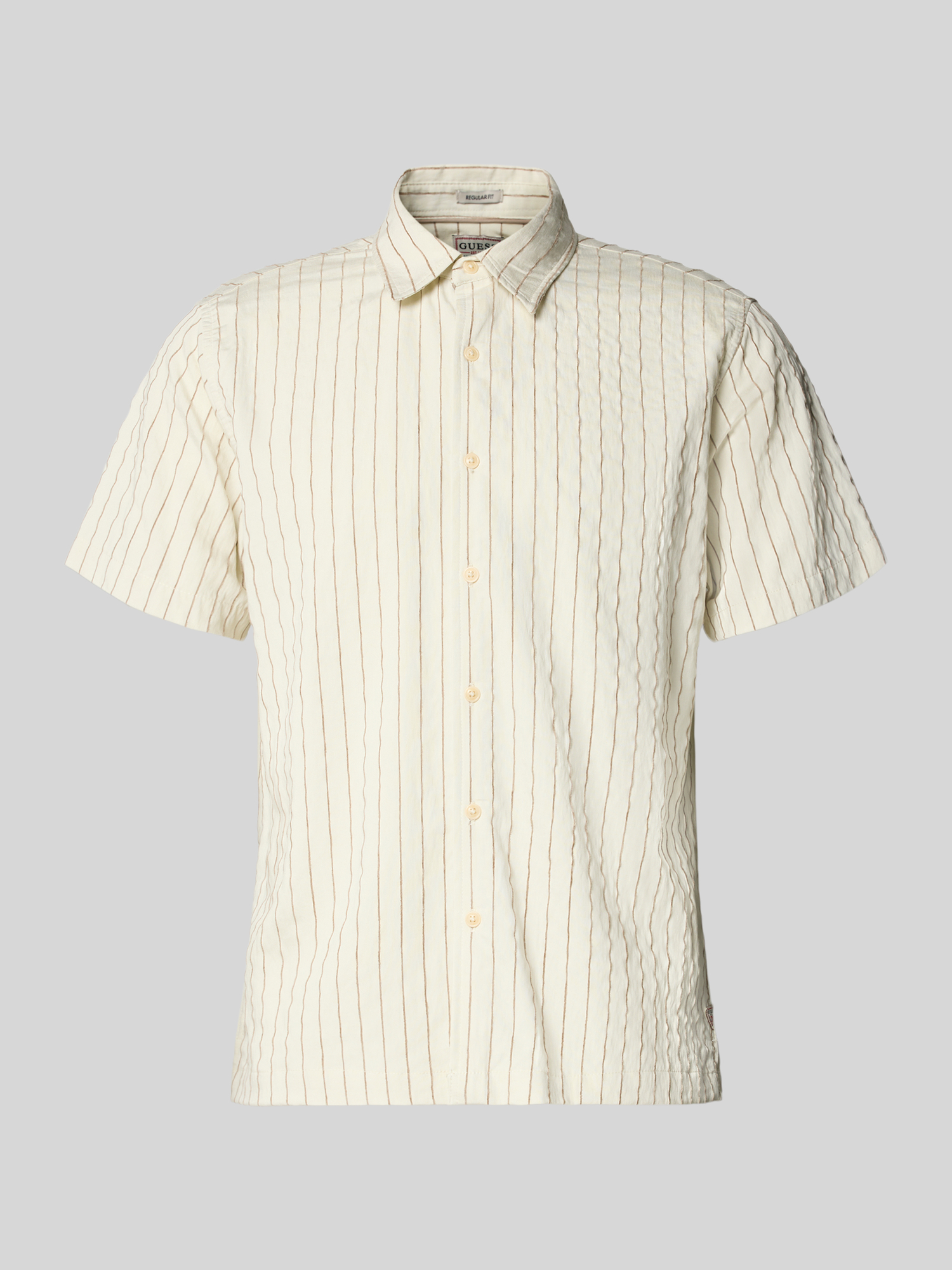 Guess Herren Freizeithemd Kurzarm Regular Fit Viskose-Mix Beige Größe S