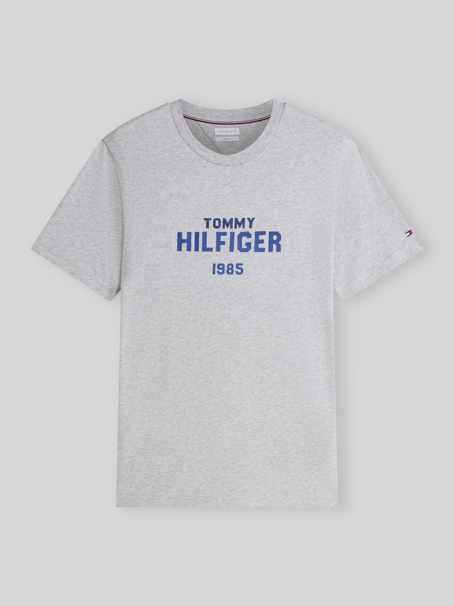 Tommy Hilfiger Herren Hellgrau Melange T-Shirts, Grau, Gr. L