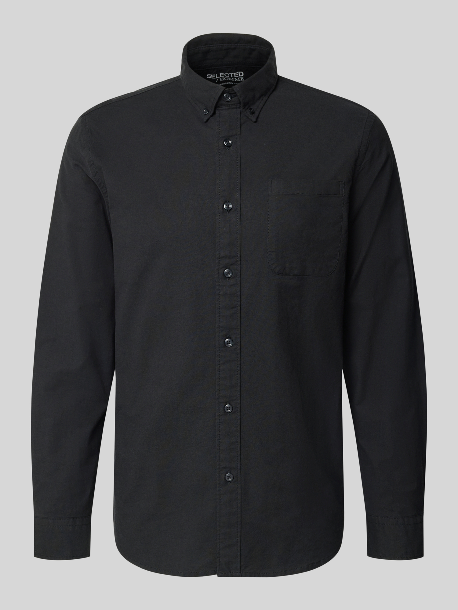 Selected Homme Herren Freizeithemd Regular Fit Baumwolle Mix Schwarz Größe S