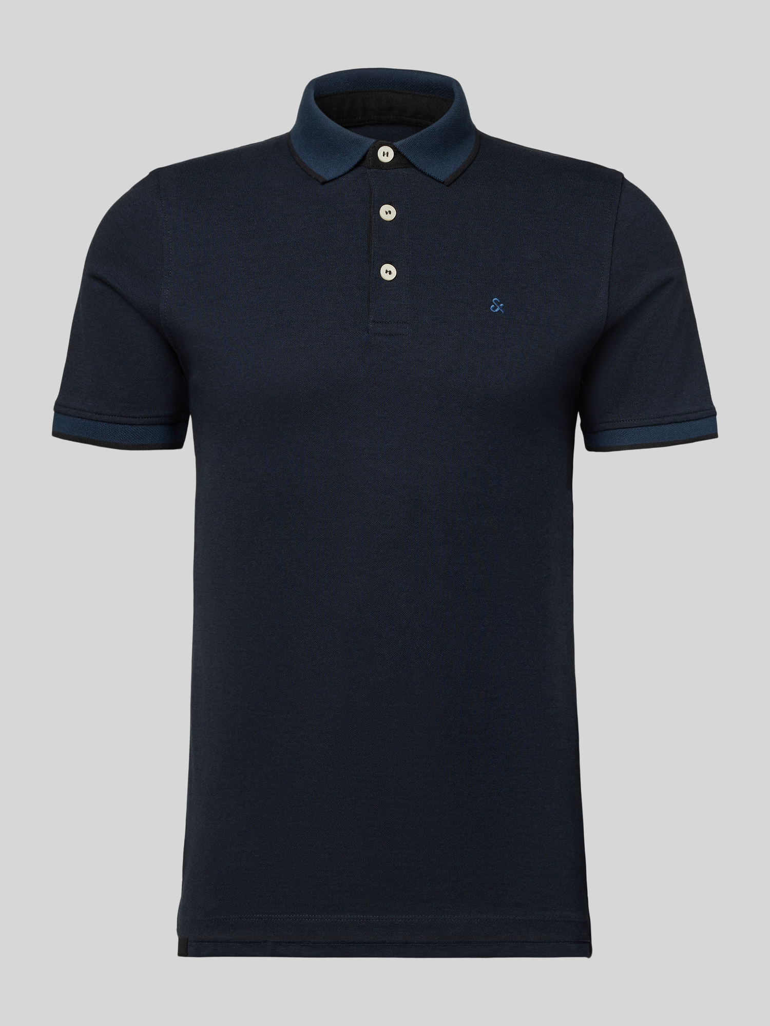 Jack & Jones Herren Blau/Schwarz Poloshirt "Jjepaulos Poloshirt Mit Klassischem Kragen Und Figurbetonter Form", Gr. S, (, Navy), Piqué, Obermateria... - Bild 11